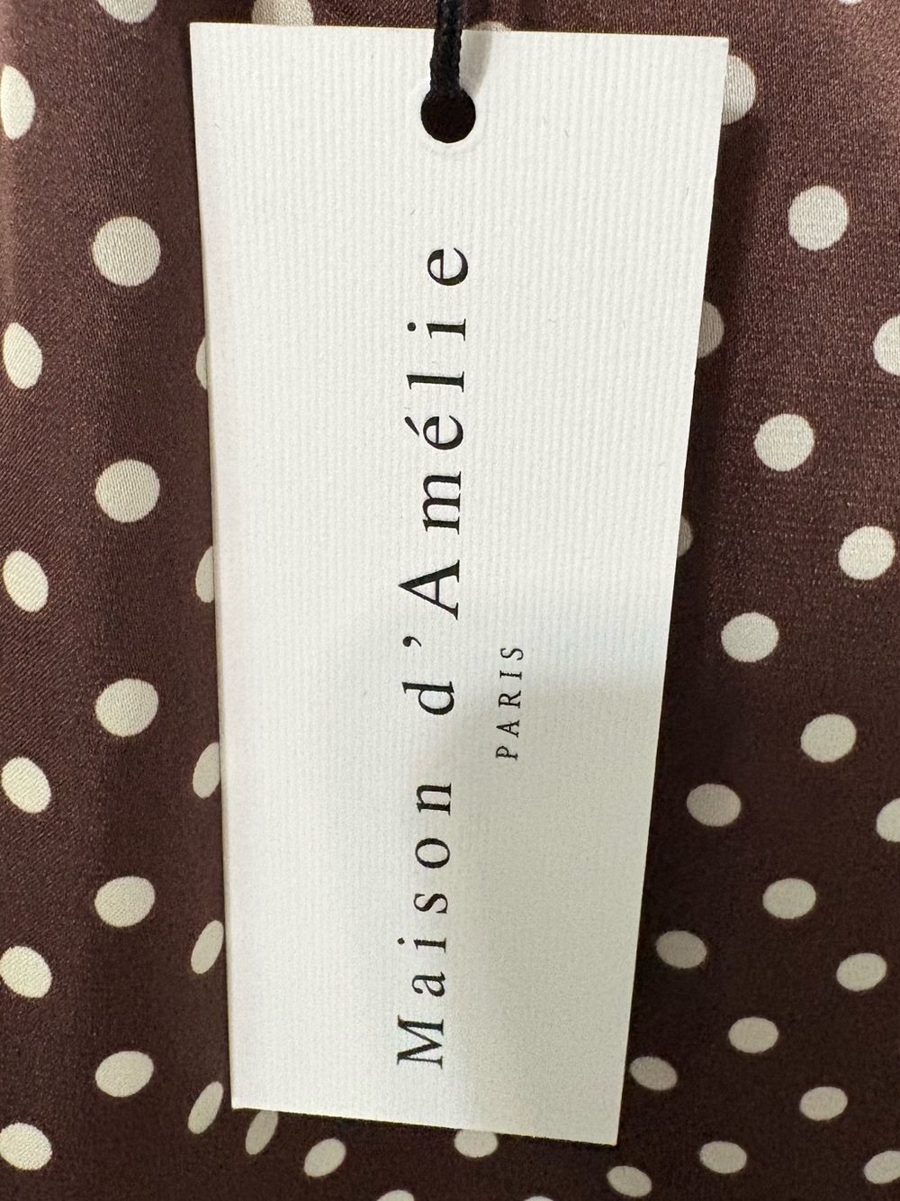 Brown Polka Dot Tie-Neck Blouse - Women - Picture 6 of 6